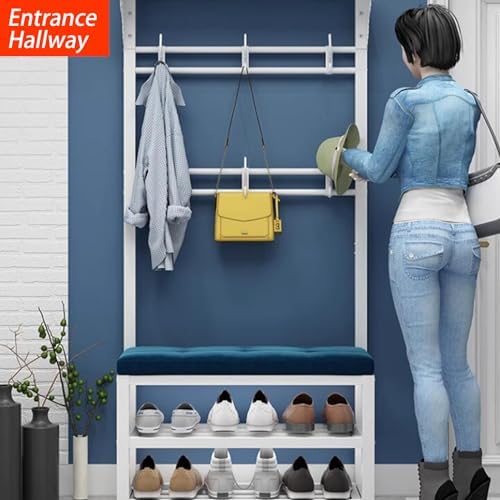 Freestanding Hall Tree Bench with Shoe Storage and Hooks - Stylish Entryway Organizer for Home and Hallway