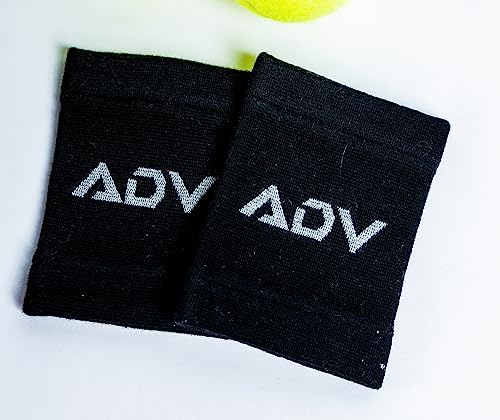 Adv Tennis Wristbands - Ultra Absorbent, Double Wide, Slim & Comfortable Bamboo Charcoal Sweat Wristbands - Sweat Bands For Wrists Support, For Men And Women, 2 Pack Or 4 (Black, 4 Pack) #TOP4