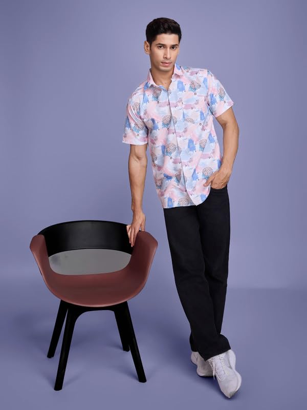 Image of Pinkmint Stylish Shirt for Men ll Printed Half Sleeve Shirt's ll Regular Fit Chest Pocket Shirt