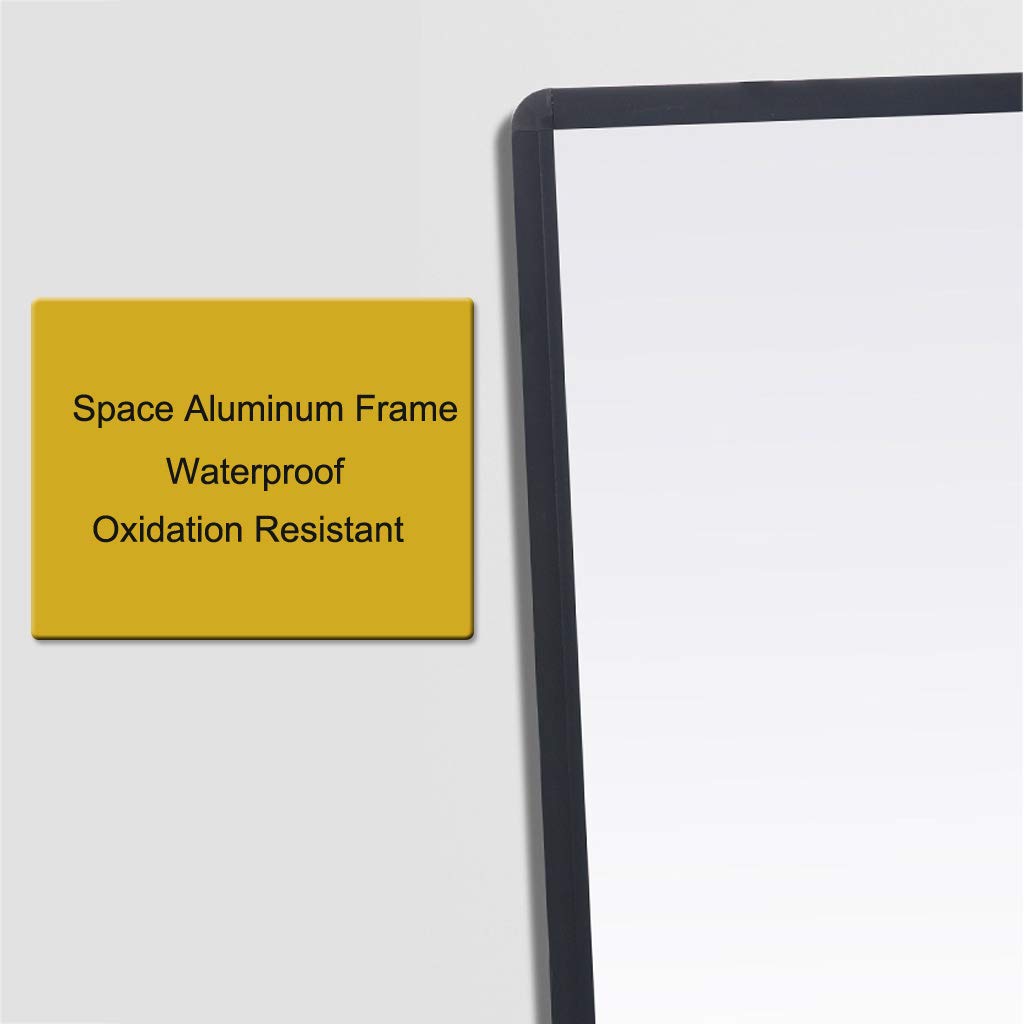 40 x 50 cm Specchio da Parete HD con Cornice in Metallo Nero Specchio per Trucco da Barba Grande con mensola, Design Semplice ed Elegante per Il Bagno