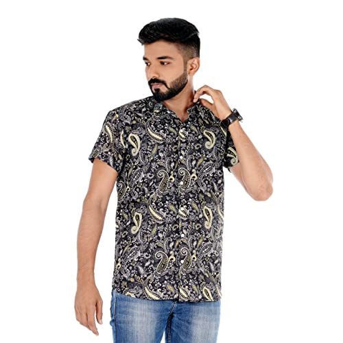 Image of Venisa Men's Cotton Blended Printed Casual Shirt