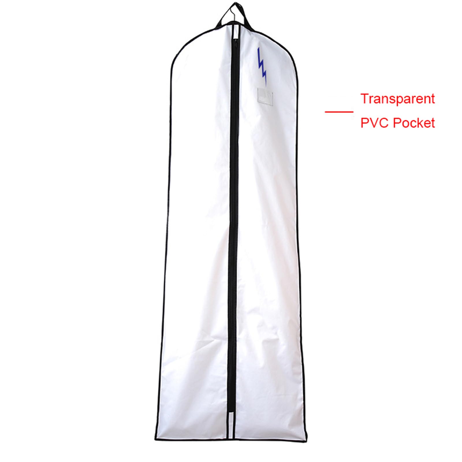 Copriabiti 72 pollici poliestere 600D abito da sposa abito da sposa porta abiti ti con 2 tasche in rete e porta carte in PVC pratico sacchetto multitasche per abiti, 183 x 65 x 26 cm, bianco