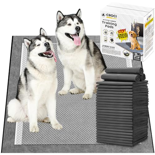 Image of CROCI 36 inchx36 inch 3XL Activated Carbon Pee Pads for Dogs, Odor-Control Charcoal Dog Pads Absorbs Up to 11 Cups of Liquid, 6-Layer Thicker Leak-Proof & Quick Dry Dog Training Pads, Disposable (25 Counts)