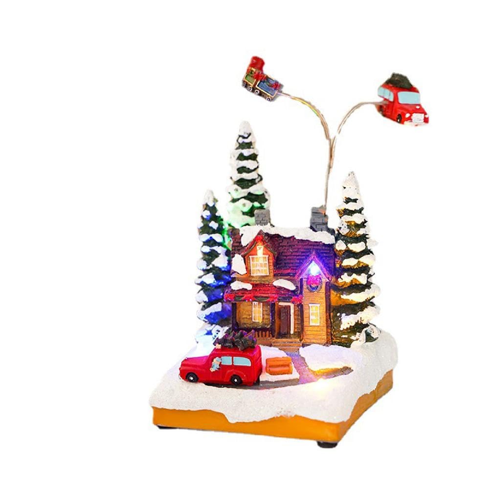 Maison lumineuse de Noël animée pour embellir votre vitrine de boutique et bar