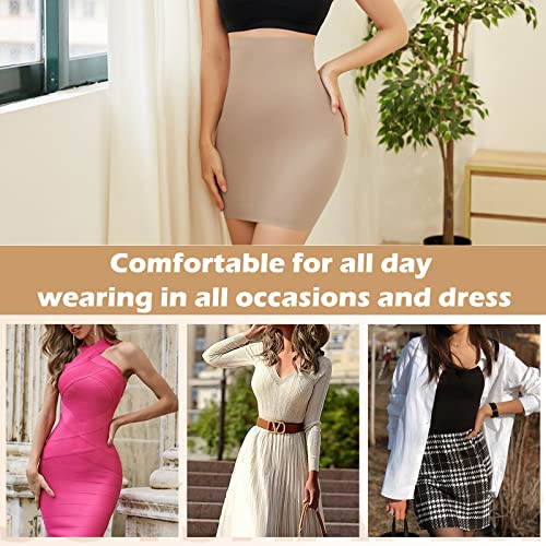 Joyshaper High Waist Half Slips For Women Under Dresses Shapewear Tummy Control Slip Dress Seamless Body Shaper Slimming Skirt Beige- No Hook & Eye S #TOP2