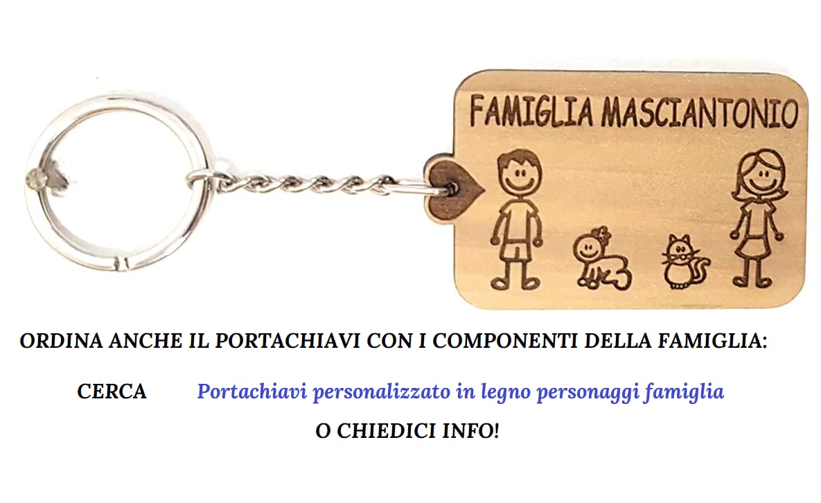 Targhetta in legno personalizzata Famiglia - scegli i personaggi della famiglia da inserire - idee idea regalo legno personalizzato - con base, con fori o biadesivo - TARGA fuoriporta