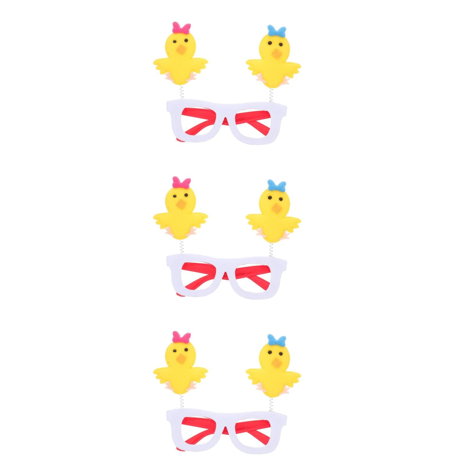 LUOZZY 3 Pcs Easter Chick Glasses Funny Party Eyewear for Adults Photo Booth Props Cartoon Festival Accessories Creative Costume Decorations