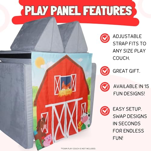 Image of Couch Swag Play Panel for Childrens Foam Sofa Kids Couch (Barn)