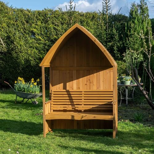 Garden Arbour with Integral Garden Bench (Natural)