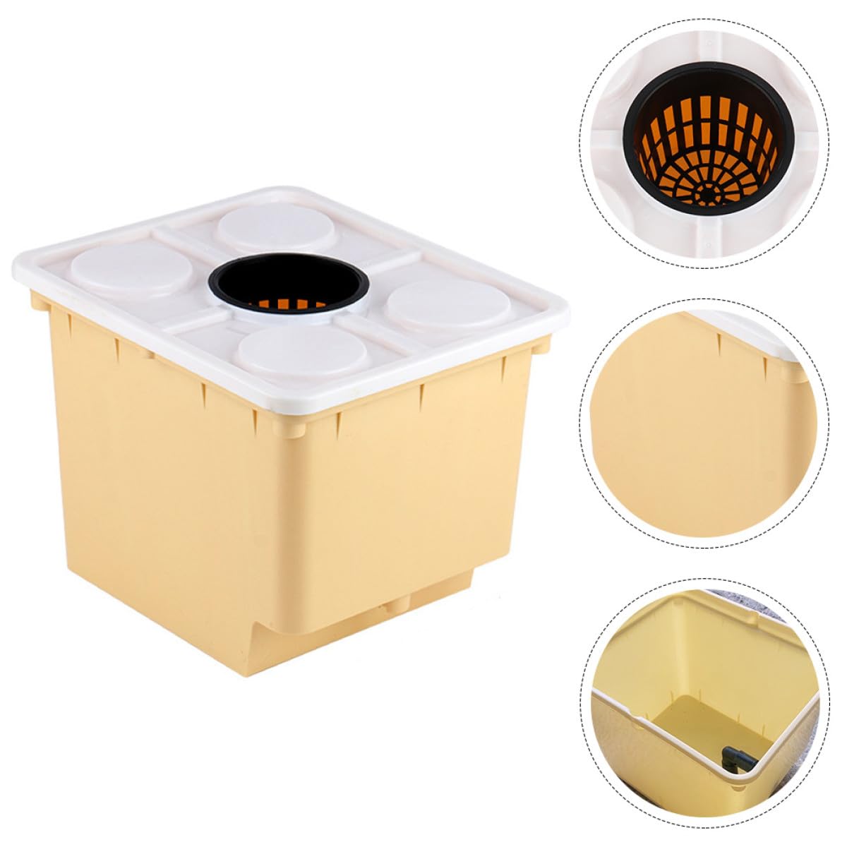 UKCOCO Secchio Idroponico per Coltivazione Senza Terreno in Serra, Vaso per Piante Beige in Pp Facile da Montare e Comodo da Usare per Fiori e Piante Verdi