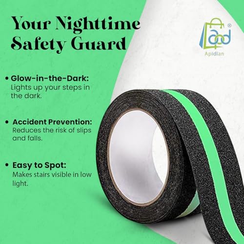 Image of Anti Slip Tape for Stairs & Bathroom | Heavy Duty Non Skid Grip Tape | Waterproof Safety Tape for Floor, Tiles, Ladder & Outdoor Use | Strong Adhesive Stair Safety Tape (5cm x 5m)