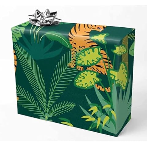 Sepmxagt Tigers and Tropical Gift Wrapping Paper for Family Kids Adult, Thoughtful Tissue Paper for Mother's Day Birthday Halloween Christmas 58"x 23" Gift Paper 1 Roll Cover