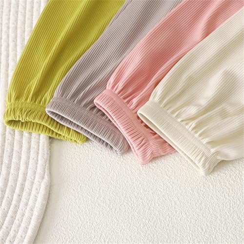 Kids Girls Baggy Harem Pants Elastic Waist Solid Color Ribbed Soft Casual Sweatpants Light Thin Relaxed Joggers3