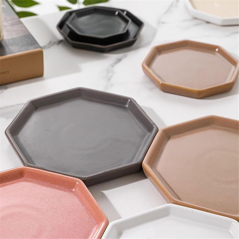 Versatile Sottovaso for fiori in ceramica ottagonale da 6,8 pollici(Nero)
