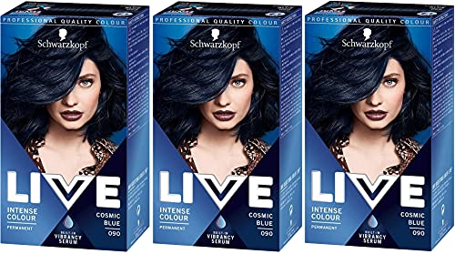 Lot 3 couleurs XXL Bleu cosmique 90 Schwarzkopf coloration cheveux foncés