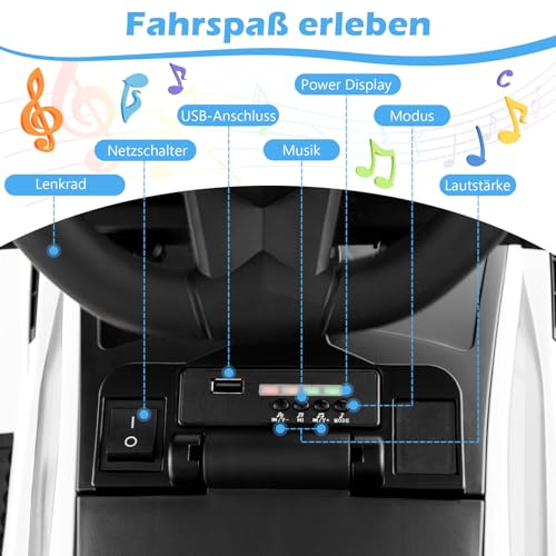 GOPLUS 3 in 1 Rutschauto, Lamborghini Schiebauto mit abnehmbarem Universalrad, USBs, Musik, Stauraum, abnehmbarem Schiebegriff & Schutzgeländer, Rutschfahrzeug für Kinder von 18-60 Monaten (Weiß) – Bild 4