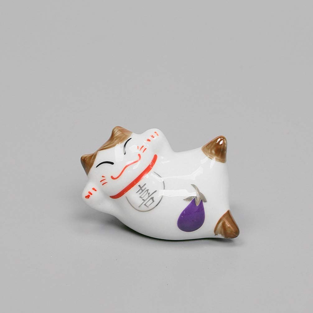 Repose-Baguettes, Support pour Baguettes de Restaurant, Motif Chat Porte-Bonheur Mignon, en céramique, de Style Japonais, pour fourchettes, cuillères, Couteaux et pinceaux (Lot de 6).