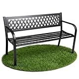 AKORD Kalia Banc de jardin avec pieds en acier, résistant aux intempéries, pour l'extérieur, en bois, avec accoudoirs, largeur 122 cm, noir