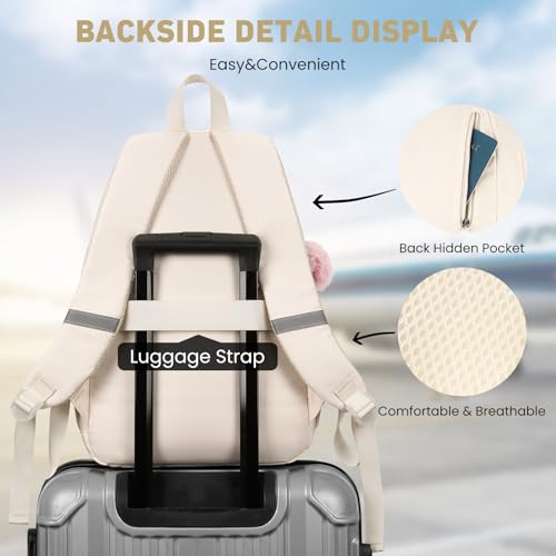 Image of WINDARS School Backpack for Teen Girls, Cute College Backpacks for Women Students Aesthetic Bookbag Large 15.6 Inch Laptop Bag Middle School Travel Back Pack (Beige)