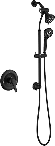 Miniatura 1 de Kit de molduras de bañera y ducha de una sola manija, grifo de ducha con función de 4 rociadores, cabezal de ducha doble de mano 2 en 1 con manguera