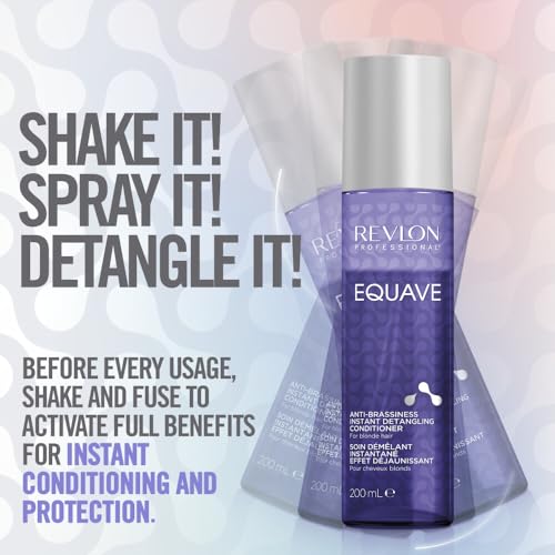 REVLON PROFESSIONAL EQUAVE ANTI-BRASSINESS BI-PHASE DETANGLING CONDITIONER, Conditioner For Blonde, Gray, and bleached Hair, Leave-In Conditioner, Anti-Brassiness Leave-In Conditioner, 200ml - Image 5
