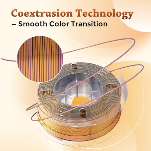 Image of VOXELAB Silk Tri-Color PLA Filament 1.75mm for 3D Printer, Rainbow Multicolor Silk PLA 1KG (2.2lbs) Spool, High Precision + /- 0.03mm, Smooth & Shiny 3D Printing Filament,Purple Gold Black