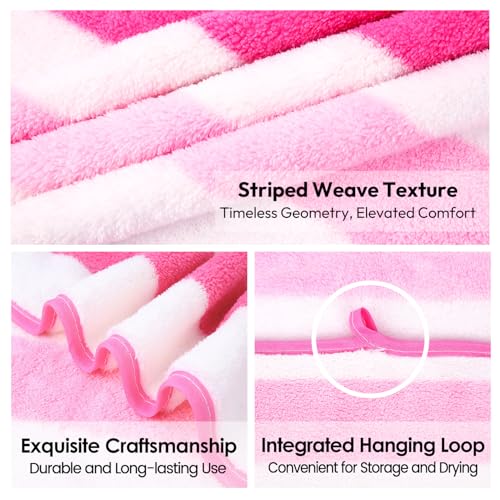 Image of JML Microfiber Bath Towels, Bath Towel 2 Pack(30 inch x 60 inch), Oversized, Soft, Super Absorbent and Fast Drying, Multipurpose Use for Sports, Fitness, Yoga, Cabana Stripe Pink