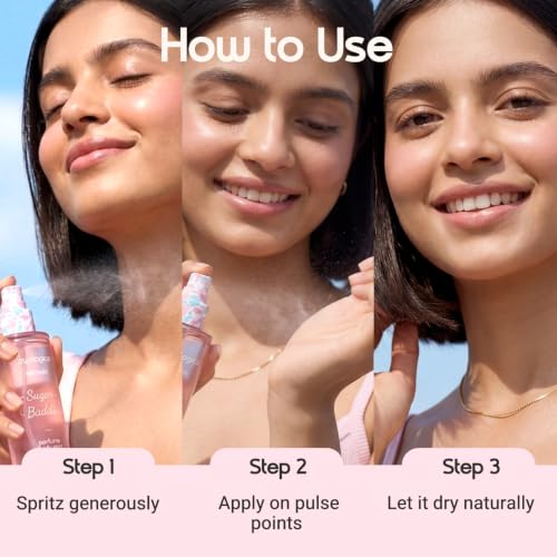 Image of Aqualogica Refresh+ Perfume Body Mist - Sugar Baddie Delicious Marshmallow Gourmand Fragrance | Lasts Up To 8 Hours | Skin-friendly & Non-Irritating | Double Duty Mist for Hair & Body | For Men & Women | 150 ml