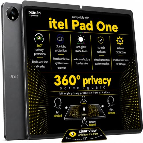 Image of Pxin 360 Pro Privacy Screen guard compatible with itel Pad One | Anti Glare | Anti UV | Anti Blue | Anti Reflection | Privacy Filter | Unbreakable Build