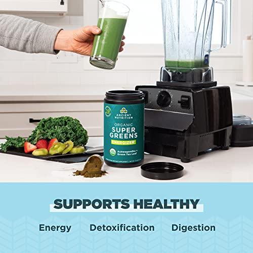 Ancient Nutrition Organic Supergreens Energizer Powder, 25 Servings + Organic Supergreens Energizer Tablet, 90 Count #TOP5