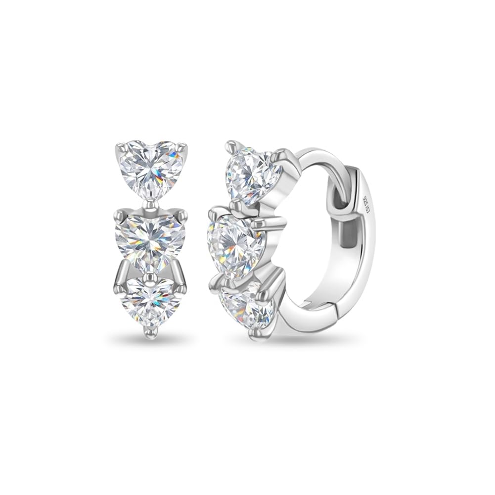 In Season Heart CZ Huggie Hoop Earrings
