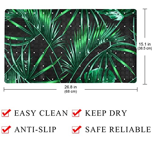 Tapis de bain antidérapant baignoire feuilles de jungle lavable machine - 5