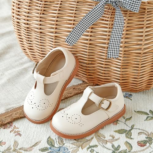 Image of GINFIVE Toddler Girls Dress Shoes Little Kids Flats School Mary Janes Shoes