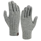 Bequemer Laden Damen Winter Warm Touchscreen Handschuhe mit Fleece Gefüttert und Elastisch Manschette Winterhandschuhe Fingerhandschuhe, Dunkelgrau