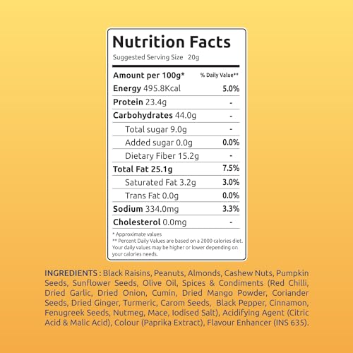 Image of Farmley Snack Mix | 35g | 6 Superfood in 1 Mix | Mixed Nuts, Mixed Dry Fruits, Dry Fruits, Nuts and Seeds Mix, Almonds, Cashew, Pumpkin & Sunflower Seeds, Guilt free Snack