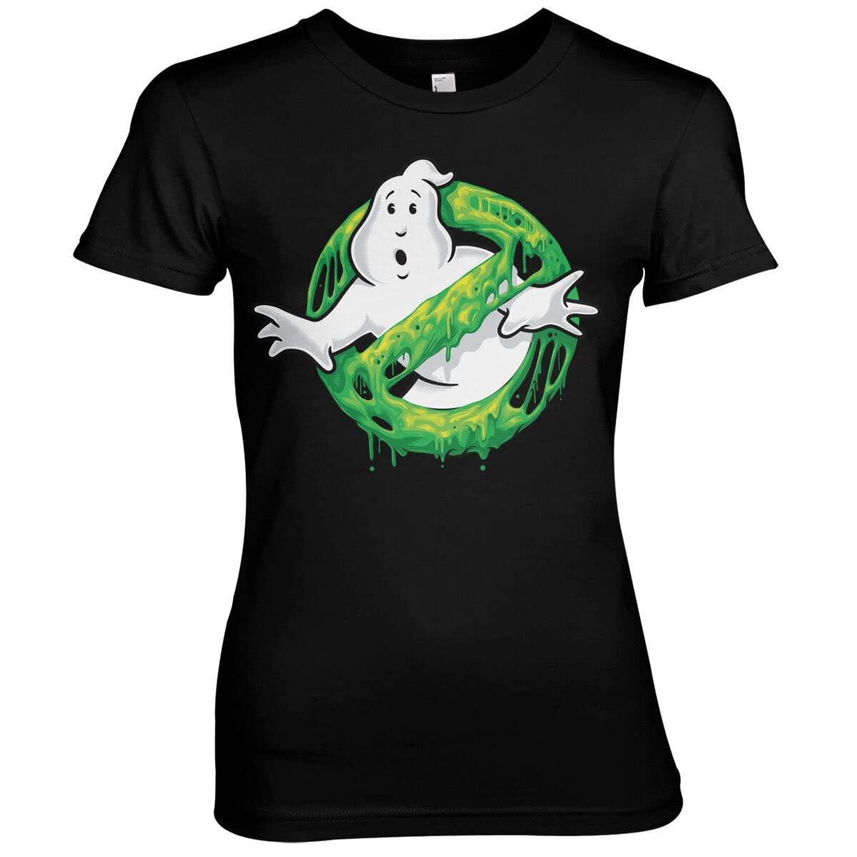 Ghostbusters Officially Licensed Slime Logo Women T-Shirt (Black), Small
