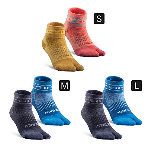 DECDEAL Meias de algodão do dedo grande do pé de 2 pares Meias esportivas de dois dedos Meias de gin