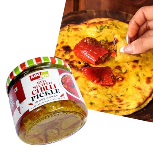 Add me Add me Home made Bharwa Rajasthani Banarasi lal mirchi ka achar | Red Stuffed Chilli Pickles 300gm in Glass Pack