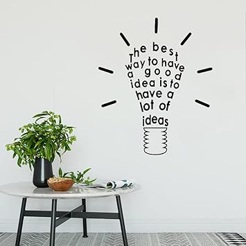 Amazon Co Jp やる気を起こさせるウォールステッカーバルブオフィスビニールデカール引用フレーズアイデアジェネレーション壁紙クリエイティブアイデアデコレーションウォールアート57x68cm Diy Tools Garden