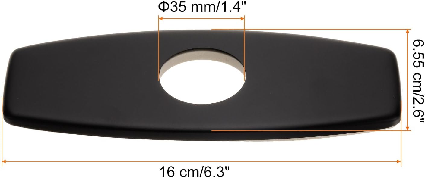 uxcell 2pcs 6 Inch Hole Cover Deck Plate Escutcheon, Stainless Steel Sink Cover Plate for Bathroom or Kitchen Sink Faucet, Round Black