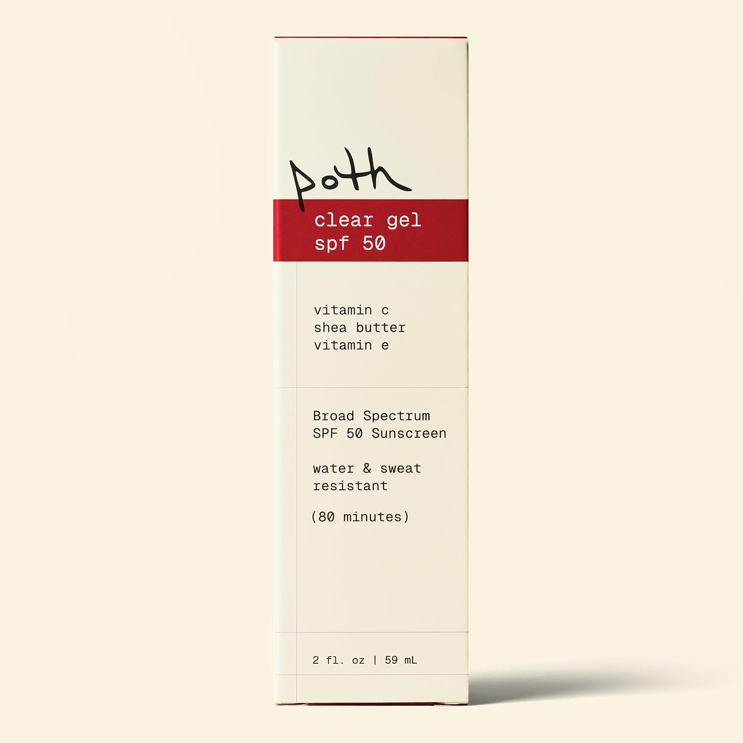 poth Clear Gel SPF 50 – New Water Proof, Invisible Face Sunscreen – Sunscreen with Vitamin C & E, Cocoa Vanilla Scent, Made in USA, 2 oz