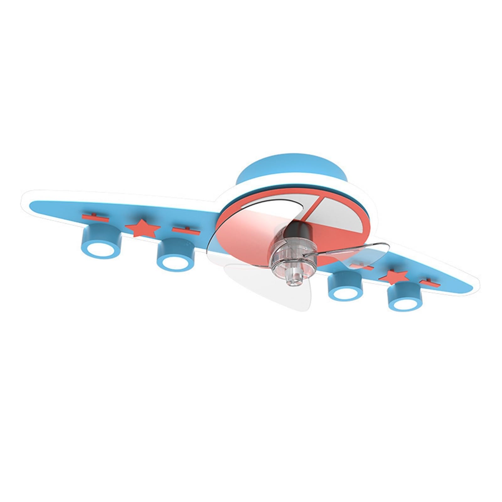 KOESRXNQW Children;Room Ceiling Fan Lamp Bedroom Boys Girls Creative Aircraft Light with Remote Dimming Quiet Cooling(B)