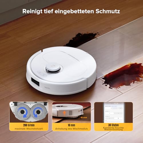 roborock Qrevo S5V Saugroboter mit Wischfunktion&Hebarem Wischmopp, 12.000Pa Saugkraft, Zero-Tangle System, Warmlufttrocknung, Intelligente Hindernisvermeidung, Multifunktions-Dockingstation (Weiß) 6