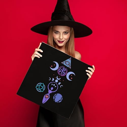 Miniatura 4 de FINGERINSPIRE Plantillas Wiccan/Witch Symbols de 11.6 x 8.3 pulgadas, nudo celta vikingo, diosa espiral, diosa con cuernos, luna y estrellas para