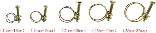 Miniatura 5 de TAODAN 25 abrazaderas ajustables de manguera de alambre doble de acero kit surtido de pernos de 5 tamaños 0512-1260in