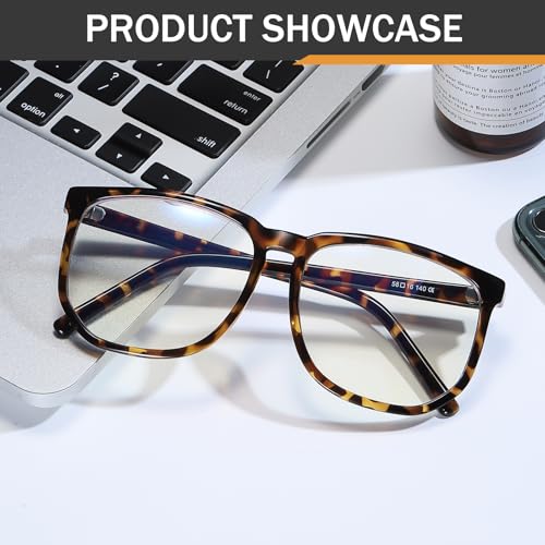 Image of TR90 Oversized Blue Light Blocking Glasses Men Women Ultralight Nerd Square Computer Games Black Large Eyewear