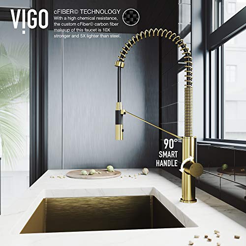 Vigo Livingston Matte Gold Kitchen Faucet With Pull-Down Sprayer | Solid Brass Faucet For Kitchen Sink With 1.8 Gpm Magnetic Spout | Single-Handle Kitchen Sink Faucet With Swivel Sink Sprayer #TOP6