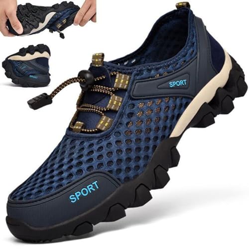 Men Summer Mesh Breathable Hiking Shoes Comfortable Walking Shoes Outdoor Travel Shoes Fashion Casual Sneaker Laces Mens2