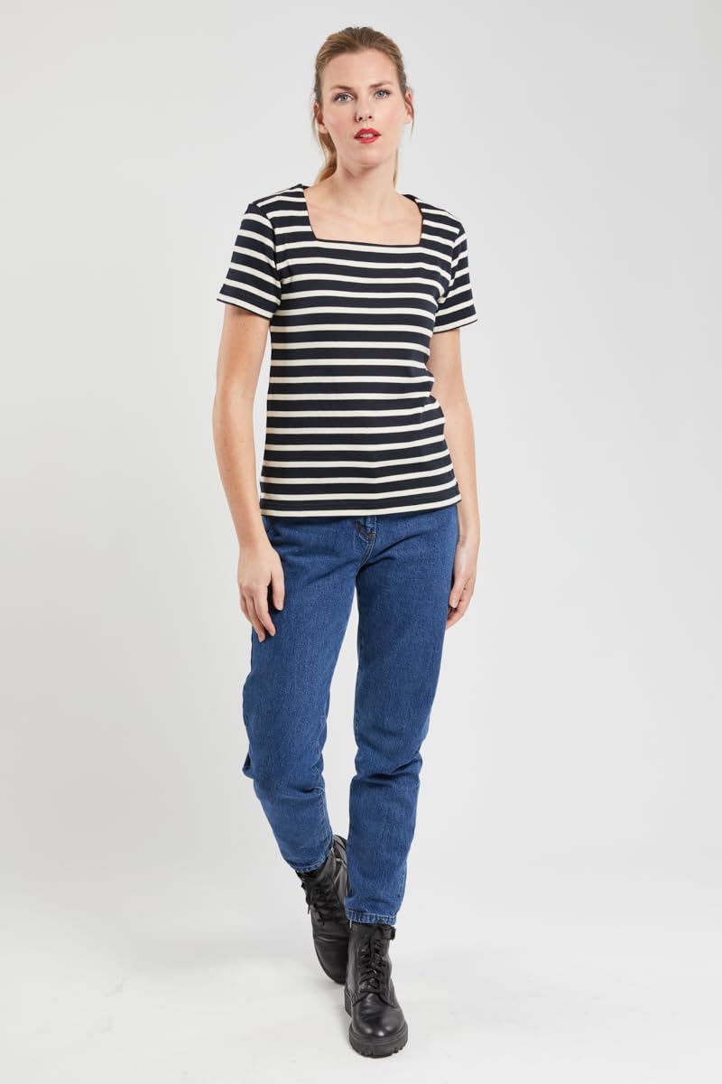 Armor Lux Marinière Femme Manches Courtes, COURSIVE, en Coton Équitable
