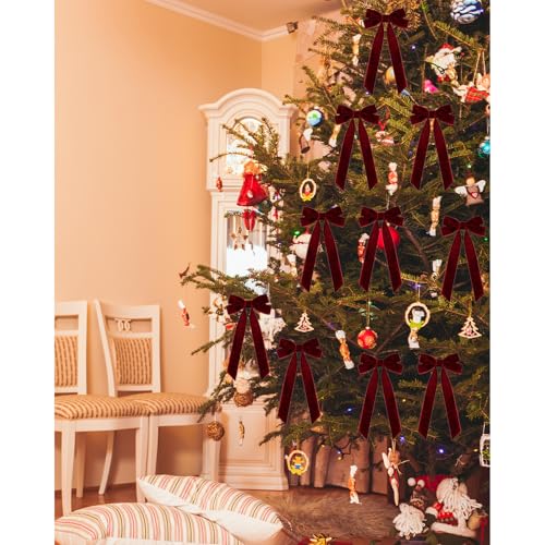 AWAVM Christmas Red Velvet Bows - Burgundy, Double, Big (10) - Image 6
